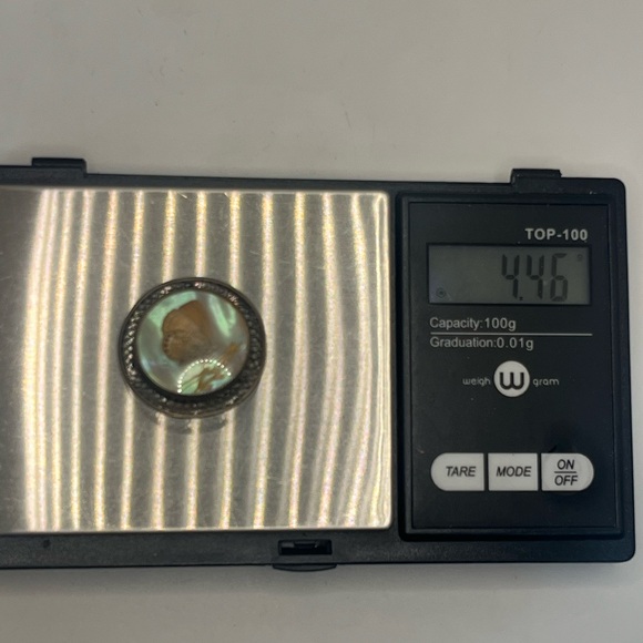 Victorian morpho butterfly wing silver tone filigree round brooch pin vintage - Picture 14 of 16